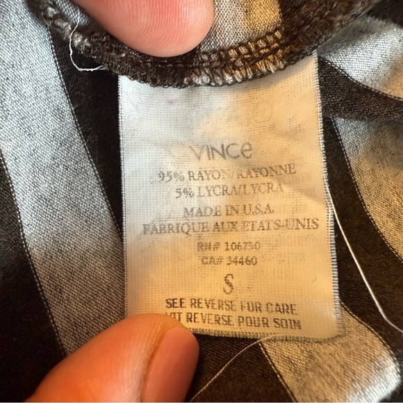 Vince | Gray & Brown Striped Knit Dress with Tie at the Waist | Sz S - Picture 8 of 9